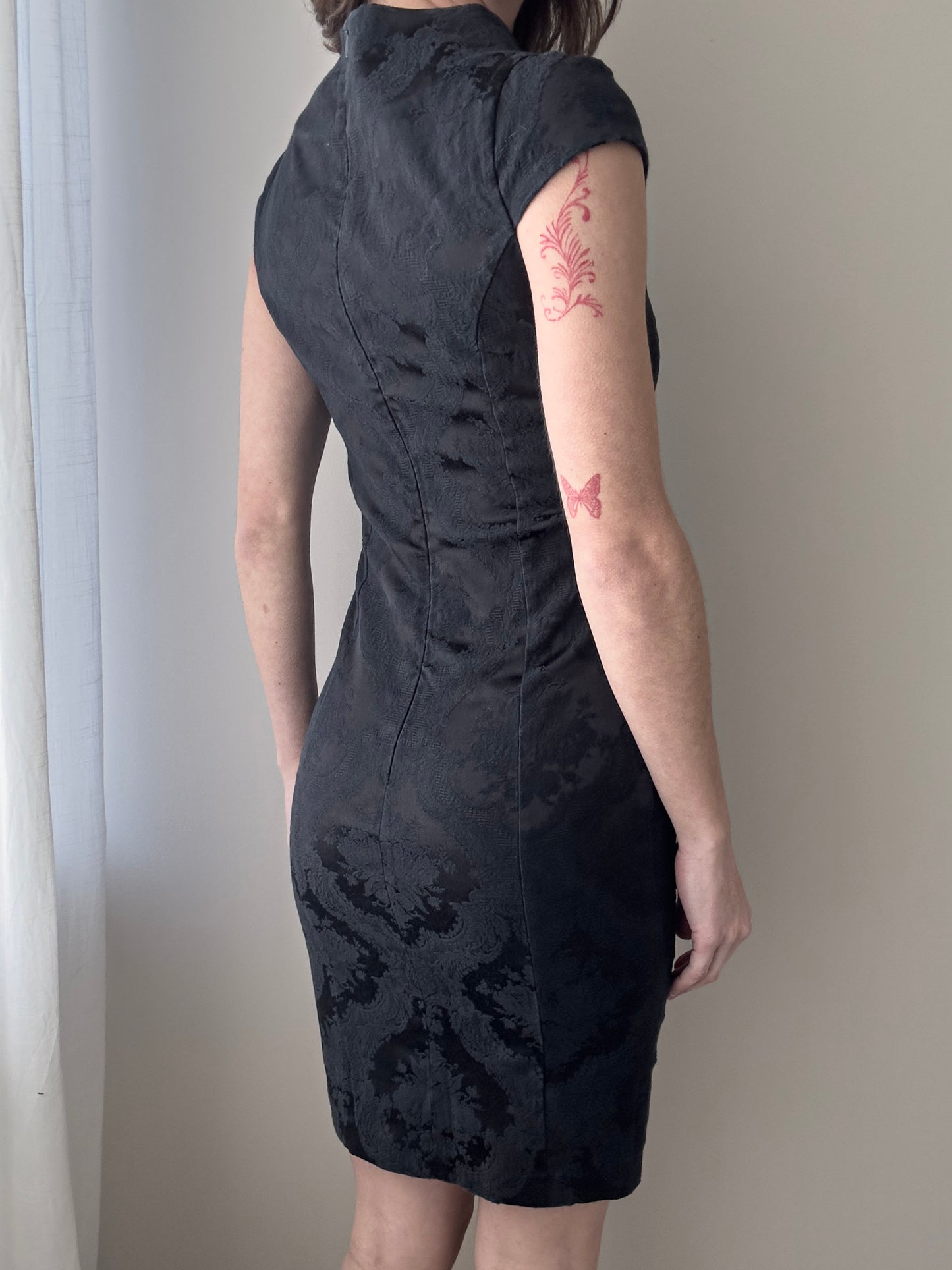 Dark Anthracite Oriental Jacquard Mini Dress (XXS)