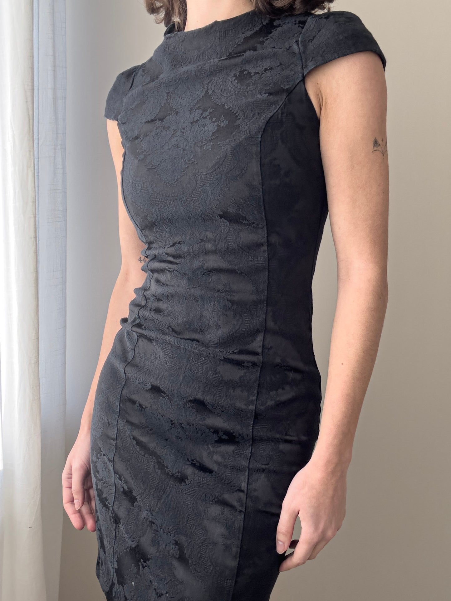 Dark Anthracite Oriental Jacquard Mini Dress (XXS)