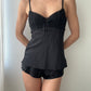 Black Satin Pajamas Set (XS)