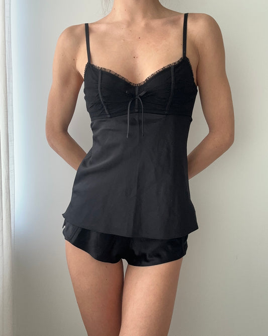 Black Satin Pajamas Set (XS)