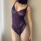 Christian Dior - Violet Purple Floral Pattern Lace Bodysuit (XS-S)