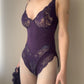 Christian Dior - Violet Purple Floral Pattern Lace Bodysuit (XS-S)