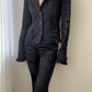 Cavalli Black Floral Jacquard Suit (XS)