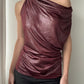 Burgundy Red Waterfall Shimmer Top (S)