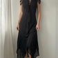 Black Whimsical Double-layer Maxi Dress (XS)