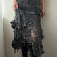 Grey Knitted Ruffled Maxi Skirt (XS)