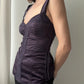 Dark Purple Silky Corset Top with Lace Details and Double Straps (M)