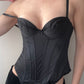Black Silk-look Corset Top (XS)