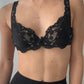 Black Satin and Lace Underwire Bra (75A/34A)