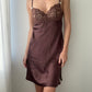 Saddle Brown Satin Bra Slip Dress (XS)