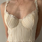 Rare La Perla Pleated Light Peach Bustier with Lace Embroidery (75C-34C)