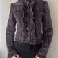 Mauve Purple Velours Military Jacket with Ruffles (XS)