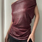 Burgundy Red Waterfall Shimmer Top (S)