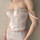 Vintage - 82% Silk Light Blush Pink Corset Top with Halter Detail (S-M)