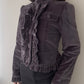 Mauve Purple Velours Military Jacket with Ruffles (XS)