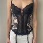 Marvel by La Perla - Black Lace Bustier with Floral Design (XS)