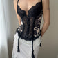 Marvel by La Perla - Black Lace Bustier with Floral Design (XS)