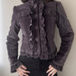 Mauve Purple Velours Military Jacket with Ruffles (XS)