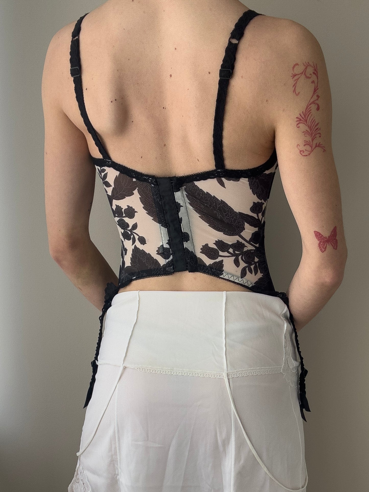 Marvel by La Perla - Black Lace Bustier with Floral Design (XS)