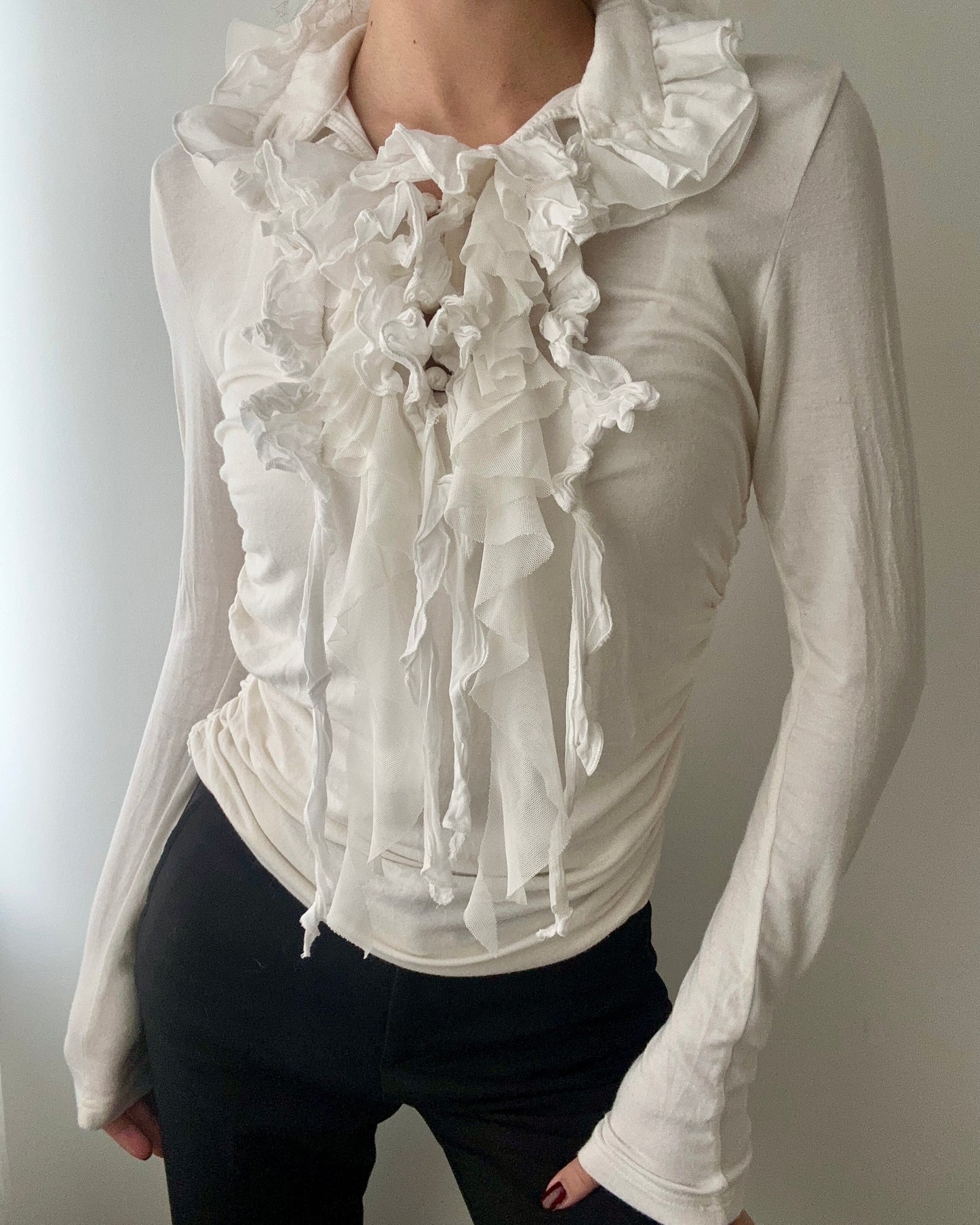 White Victorian Blouse With Ruffles (XS-S)