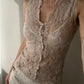 Beige Lace V-neckline Tank Top (XS-S)