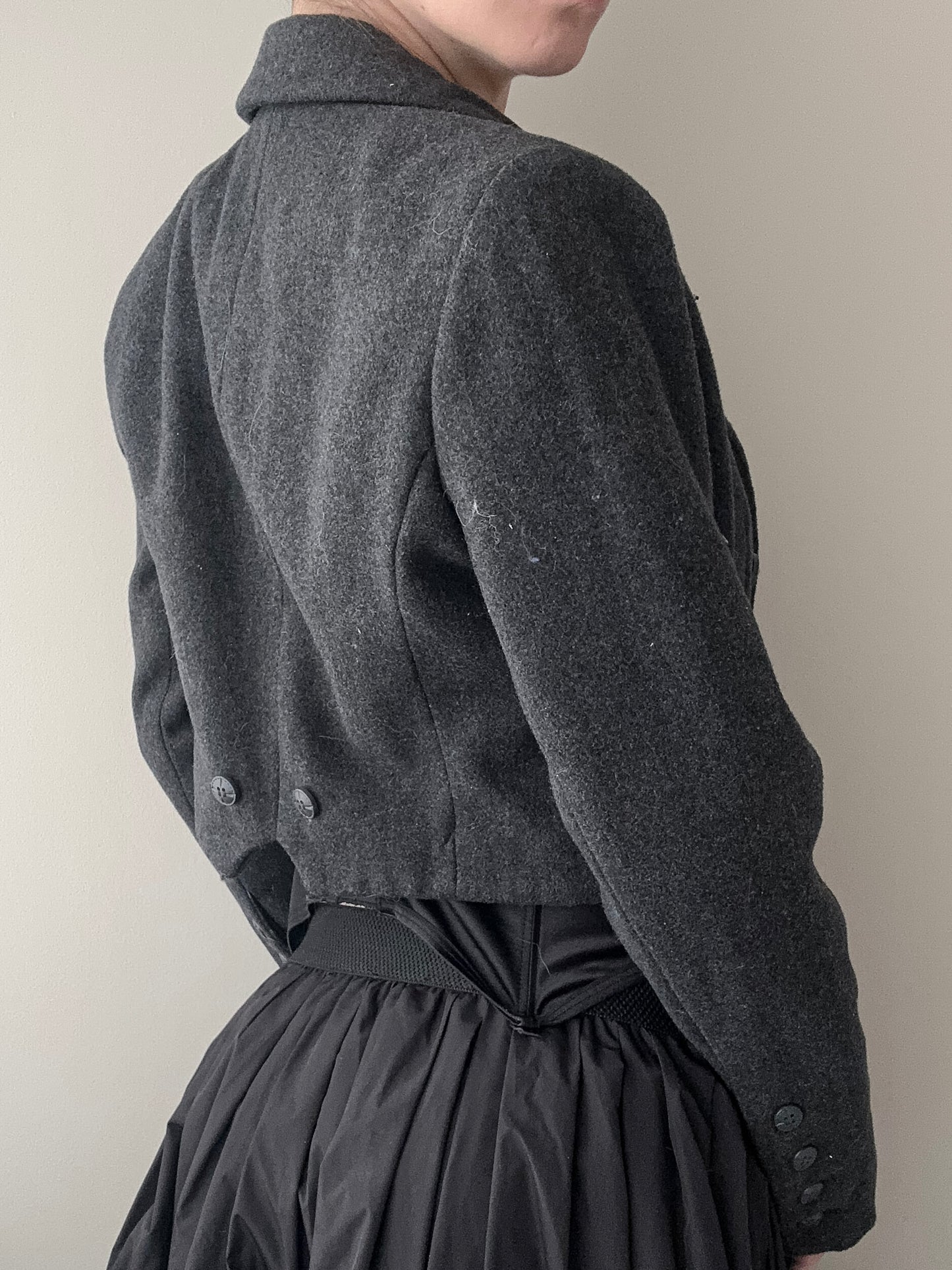 Dark Grey Double-breasted Cropped Blazer (S)