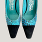 Rare Salvatore Ferragamo Turquoise with Black Suede Butterfly Heels (37)