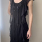 Black Mini Dress with Buttons and Sheer Ruffles (S-M)