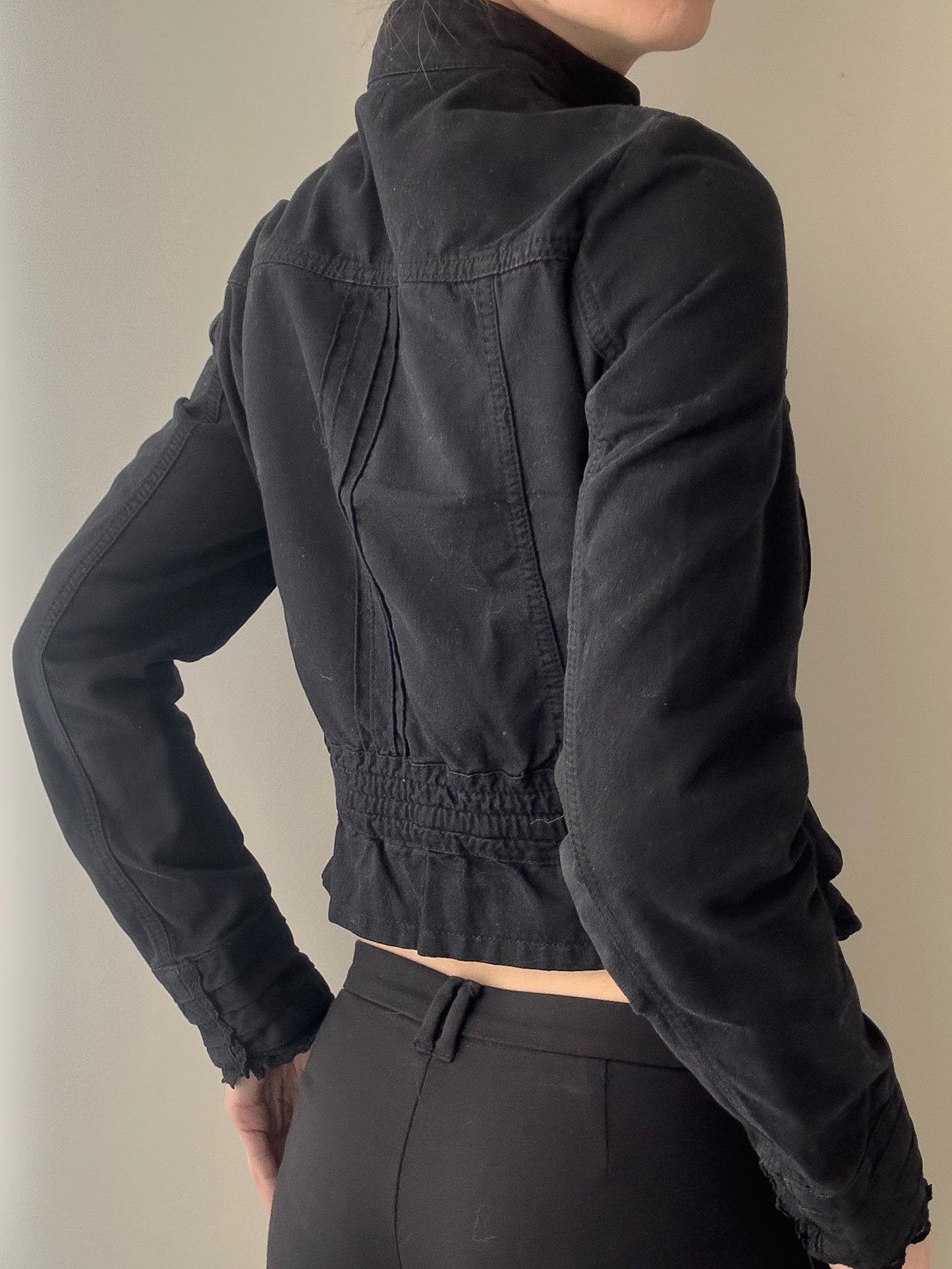 Black Military Jacket with Peplum Hem (XS)