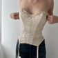 Beige Damask Design Printed Torsolette With Embroidery and Suspenders (80B/36B)