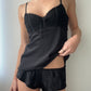 Black Satin Pajamas Set (XS)