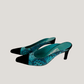 Rare Salvatore Ferragamo Turquoise with Black Suede Butterfly Heels (37)