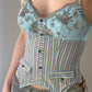 Lejaby - Turqoise Bustier with Strped Pattern and Floral Embroidery (XS-S)