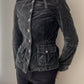 Black Washed Velours Military Jacket with Silver Buttons (XS)