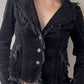 Black Velours Blazer with Fringe detailing (XS)