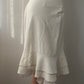 Beige Mini Mermaid Skirt with Flower Detail and Ruffle Hemline (S-M-L)