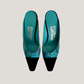 Rare Salvatore Ferragamo Turquoise with Black Suede Butterfly Heels (37)