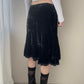 Sportmax Silk Black Midi Skirt with Ruffled Lace Hem (XS-S)
