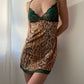 La Perla - Marvel Silky Jaguar Slip Dress with Emerald Green Lace (XS-S)