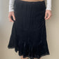 Sportmax Silk Black Midi Skirt with Ruffled Lace Hem (XS-S)