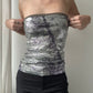 Silver and Khaki Sequin Strapless Top (XS)