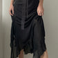 Black Whimsical Double-layer Maxi Dress (XS)