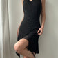 Black Stretchy Double-layer Halter Mini Dress (S-M)