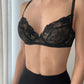 Black Sheer Floral Lace Bra (70C/32C)