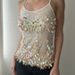 Cream Multicoloured Sequins Top No Brand (XS-S)