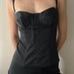 Black Corset Top with Lace up Front and Removable Straps (S-M)