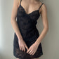 Malizia by La Perla - Black Sheer Mini Lace Dress with Velours Floral Design (XS)