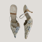 Pointy Hand painted Silver and White Floral Heels with Rhinestones (38)