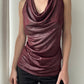 Burgundy Red Waterfall Shimmer Top (S)