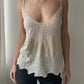 90s Beige and Cream Top with Sequins (S-M)